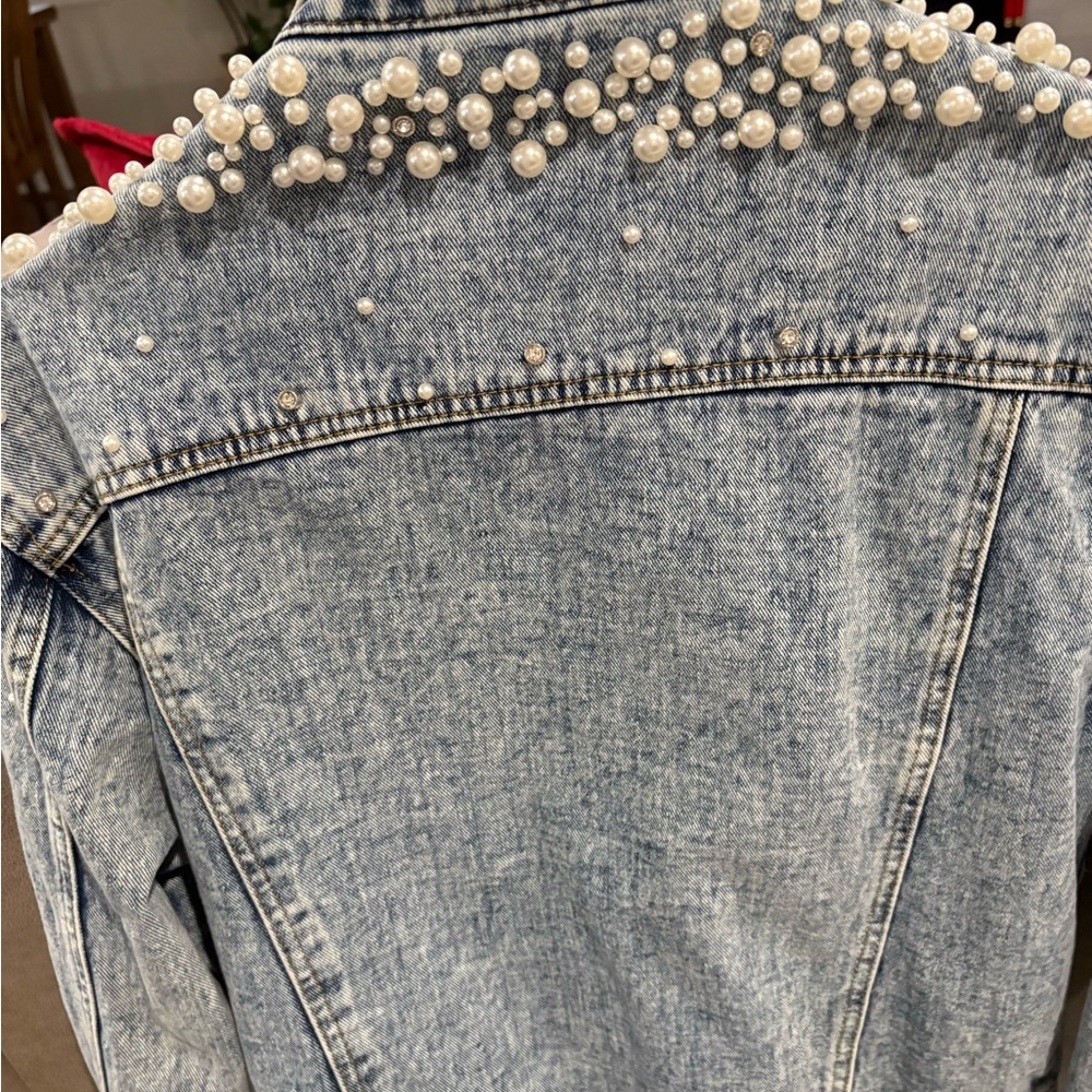 Pearl Embellished Denim Jacket